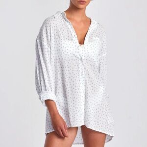 RVCA Gimme Shirt Dress ditsy white small